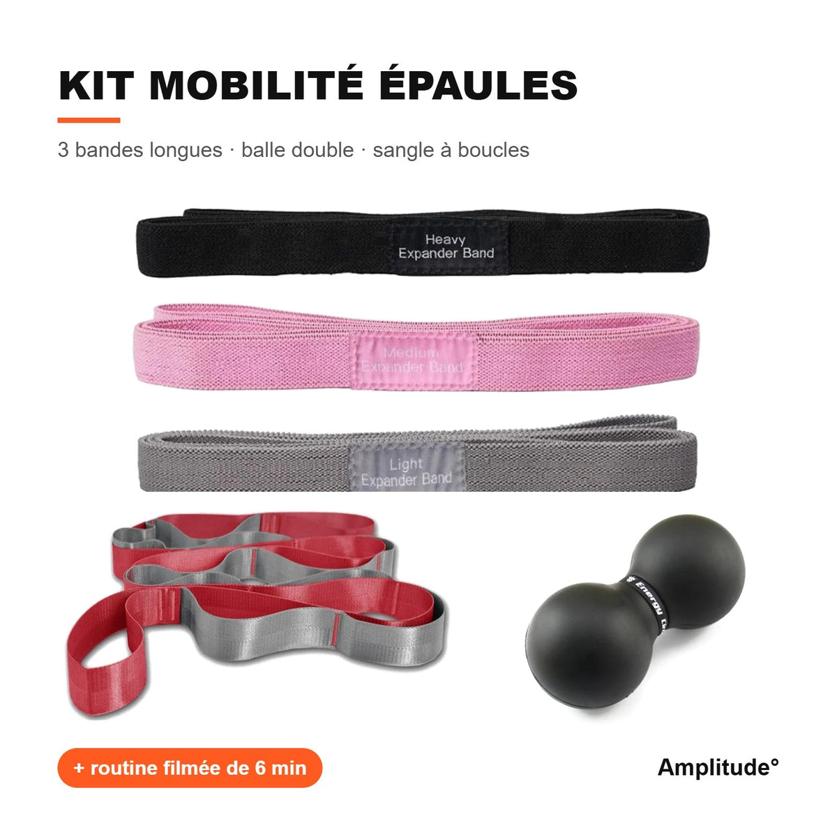 Accessoires de mobilité pour les épaules : bandes longues, balle double et sangle