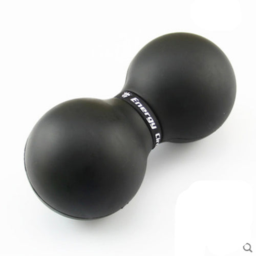 Balle de massage double en caoutchouc noir, format cacahuète, pour le haut du dos