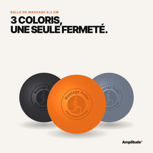 Balle de massage 6,3 cm en 3 coloris : noir, gris et orange