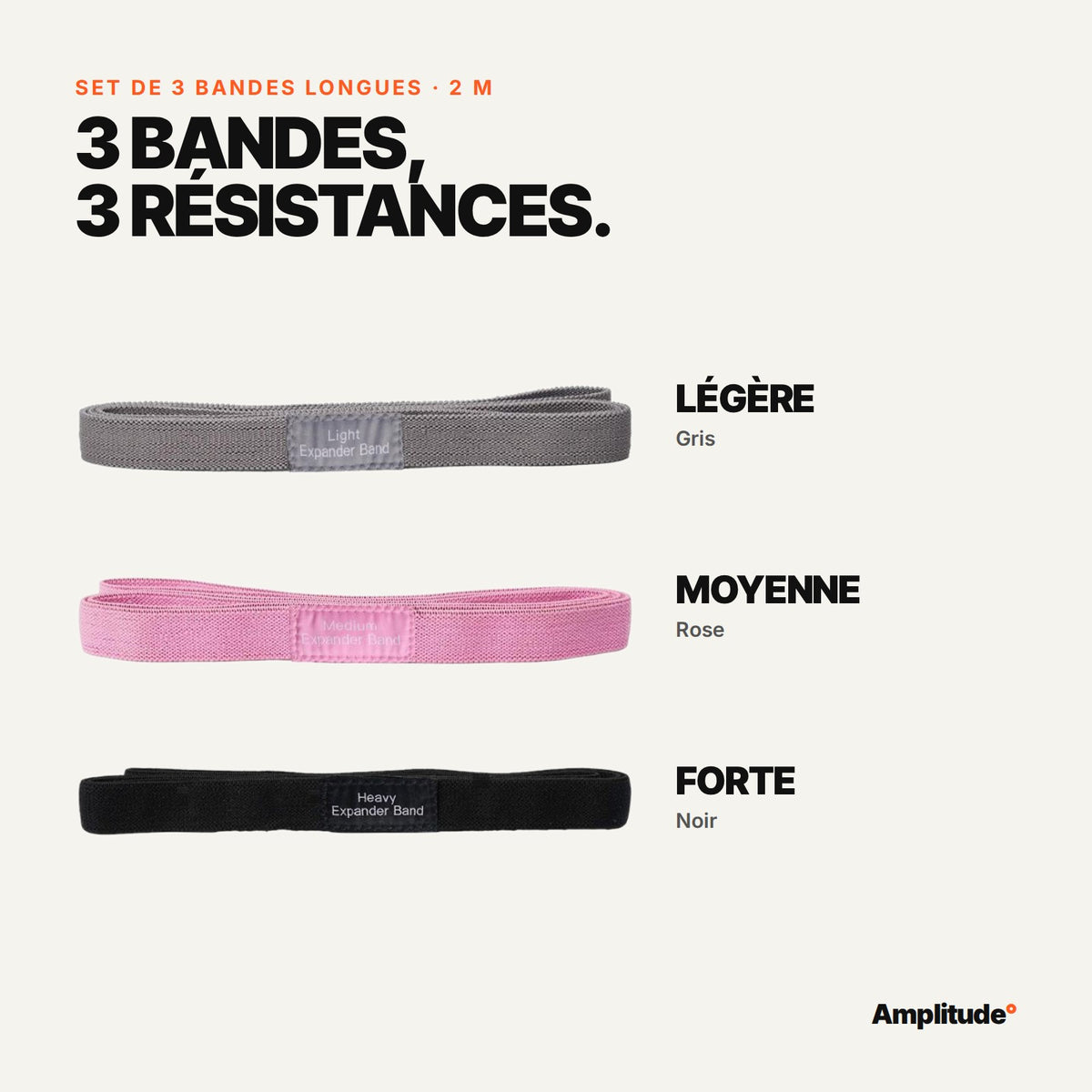 Set de 3 bandes longues en tissu de 2 m Amplitude°