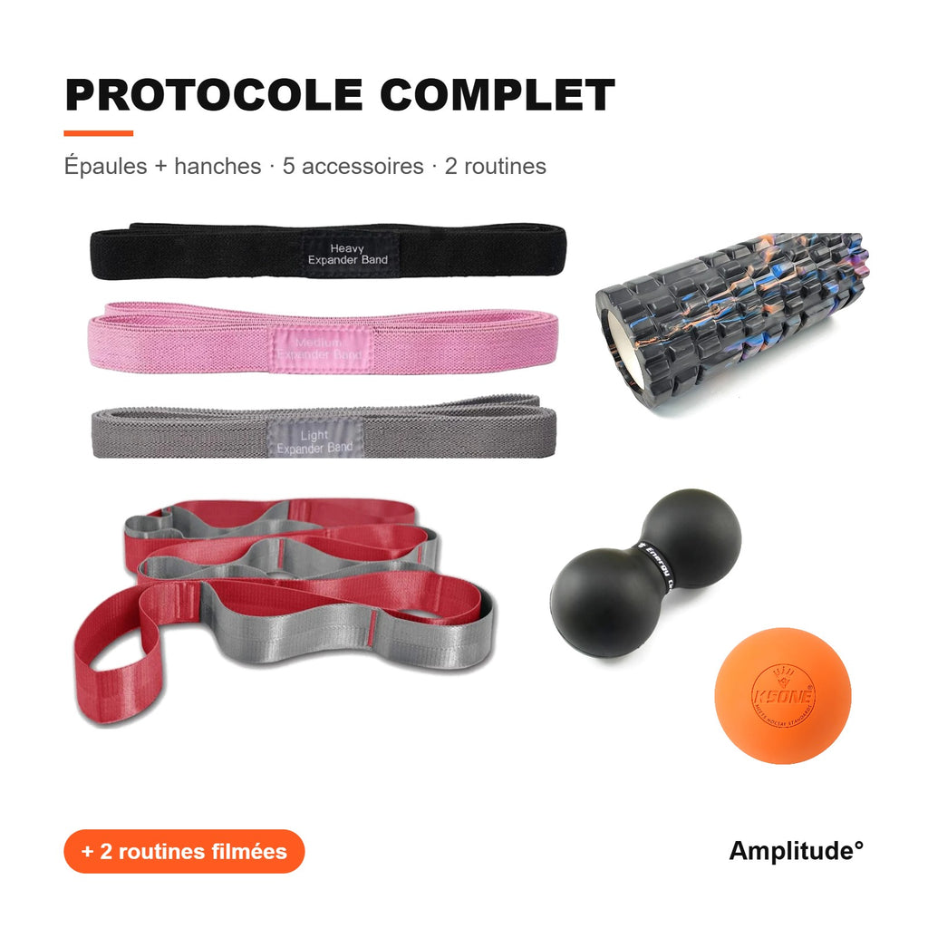 Protocole complet Amplitude° : bandes longues, sangle, balle double, balle lacrosse et rouleau de fascia
